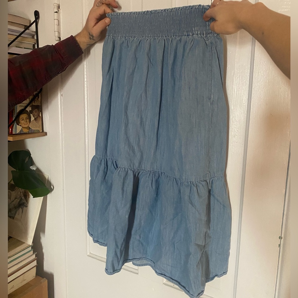 Madewell Chambray Smocked Skirt